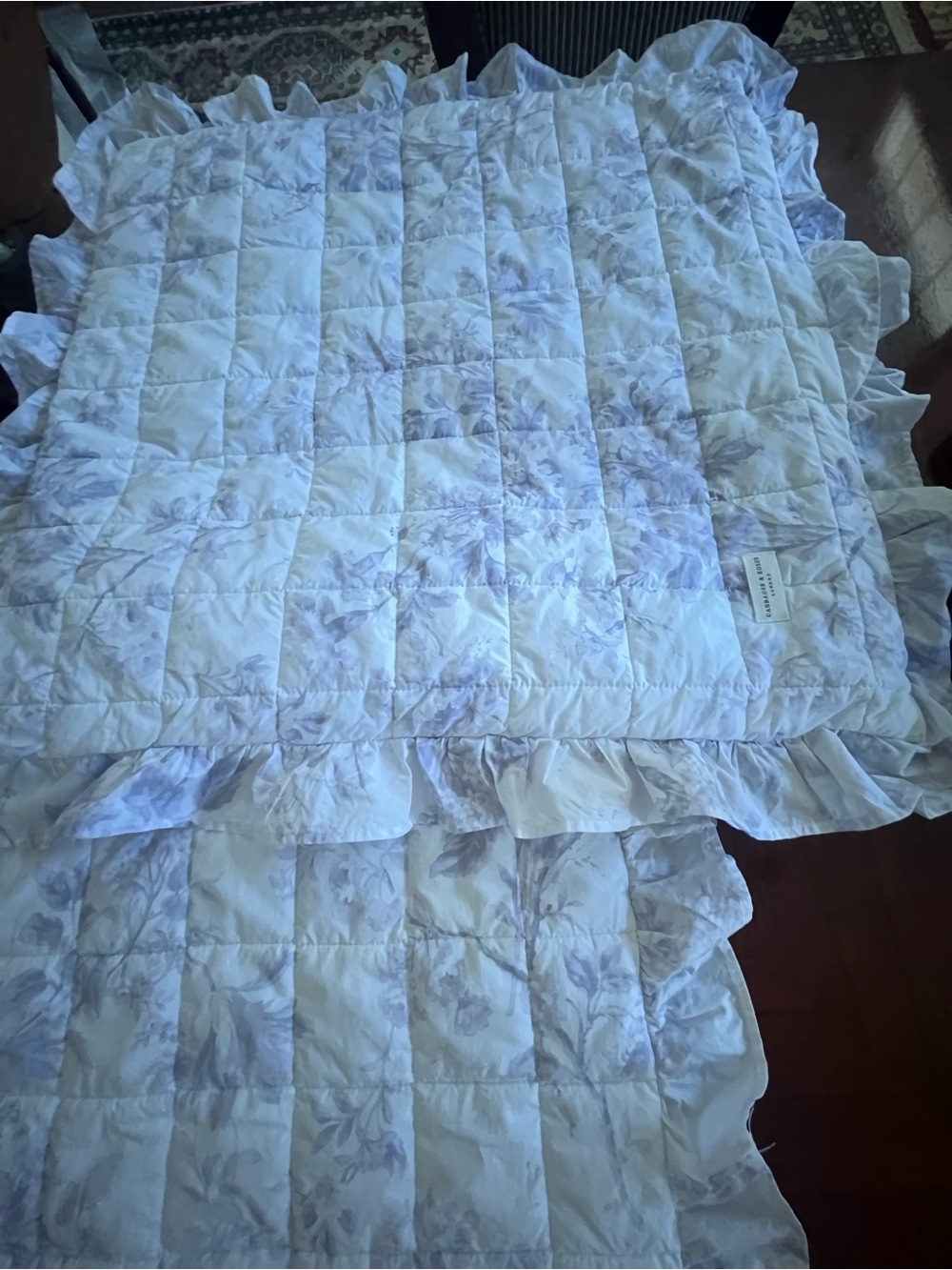 Cabbages & Roses Lavender Floral Quilted Shams with Ruffle Trim - Picture 7 of 16